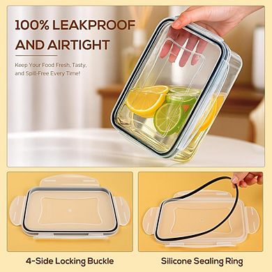 50-Piece Clear Airtight Food Storage Containers with Lids and Labels