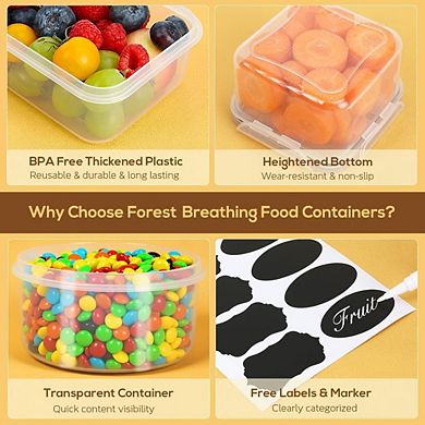50-Piece Clear Airtight Food Storage Containers with Lids and Labels