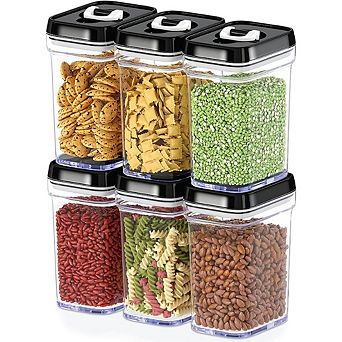6 pc Airtight Food Storage Containers Clear BPA-Free Pantry Set