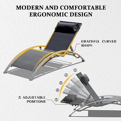 Pool Lounge Set of 3 with 2 Adjustable Chairs & 1 Side Table