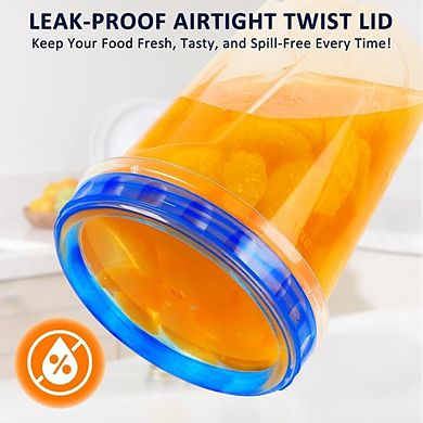 10-Pack 34oz Reusable Plastic Food Storage Containers with Airtight Twist Lids