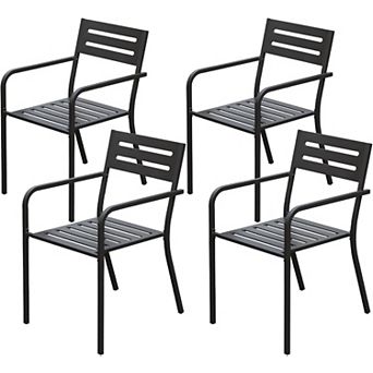 Stackable Dining Chairs with Ergonomic Armrests, Set of 4