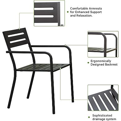 Stackable Dining Chairs with Ergonomic Armrests, Set of 4