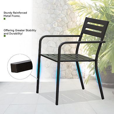 Stackable Dining Chairs with Ergonomic Armrests, Set of 4