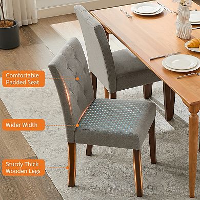 Upholstered Dining Chairs Set of 2/4/6, Tufted Parsons Kitchen Chair with Wood Legs, Button Tufted