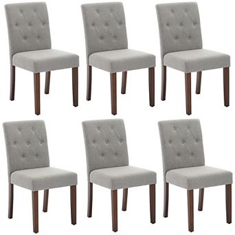 Upholstered Dining Chairs Set of 2/4/6, Tufted Parsons Kitchen Chair with Wood Legs, Button Tufted