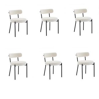 Dining Chairs Set of 2/4/6, Mid Century Boucle Upholstered Dining Room Chairs with Curved Backrest