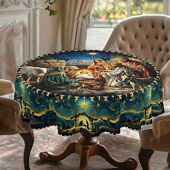 Snowman Snowflake Tablecloth, Stain-Resistant Dining Table Cover for Holiday Decor