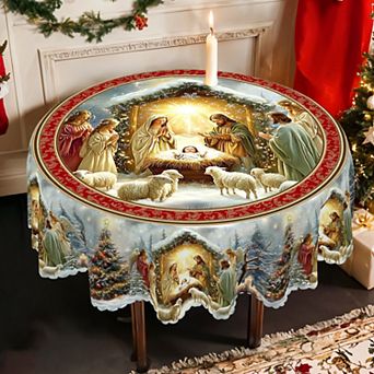 Snowman Snowflake Tablecloth, Stain-Resistant Dining Table Cover for Holiday Decor