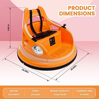 Bumper Car for Kid, 12v Ride on Bumper Car for Toddler with Remote Control, 2-Speed, 2 Driving Modes