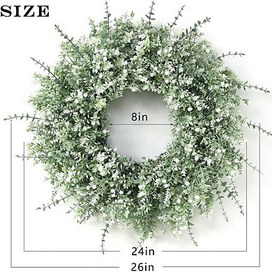 26" Large Eucalyptus Wreath with Lavender & Baby’s Breath Year-Round Front Door & Wall Decor