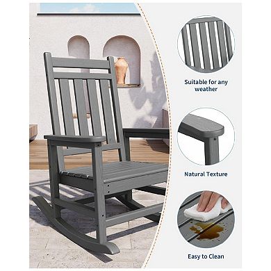 Rocking Chair Outdoor, HDPE All Weather Oversized Rocking Chairs for Outside