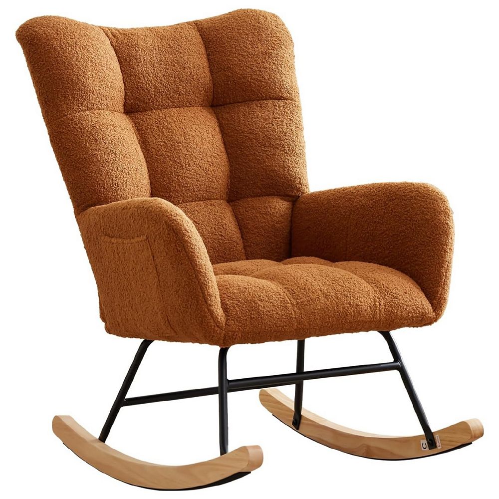 Modern Teddy Rocking Chair for Nursery Upholstered Glider with High ...