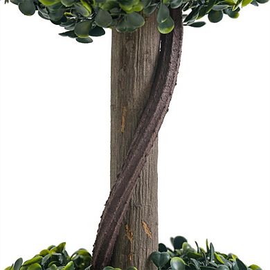 2pcs Topiary Trees Artificial Outdoor, 35" Milan Grass Ball Topiary Trees, Fake Greenery Tree