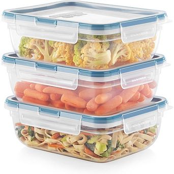 3-Pack 8.5 cup Airtight Plastic Food Storage Containers, Leakproof Lids