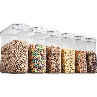 6-Pack Airtight Food Storage Containers, BPA-Free Plastic Canisters with Labels