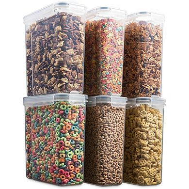 6-Pack Airtight Food Storage Containers, BPA-Free Plastic Canisters with Labels