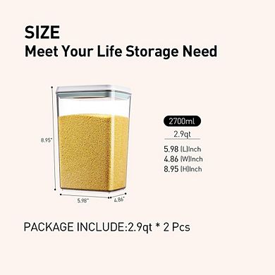 2.9Qt Airtight Food Storage Containers, 2pcs BPA-Free Stackable Kitchen Set
