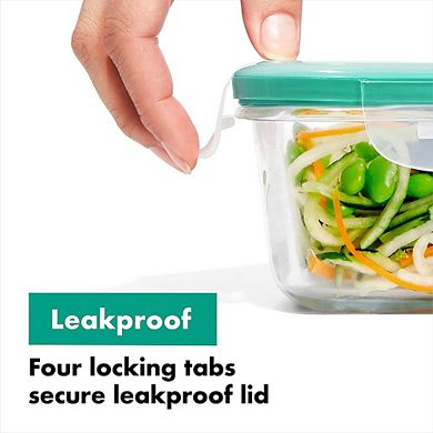 4-Cup Glass Food Storage Container with Leakproof Airtight Lid