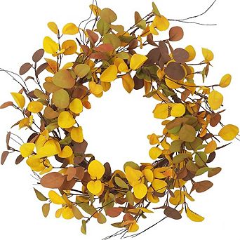 20 Inch Autumn Eucalyptus Wreath for Front Door Rustic Decor