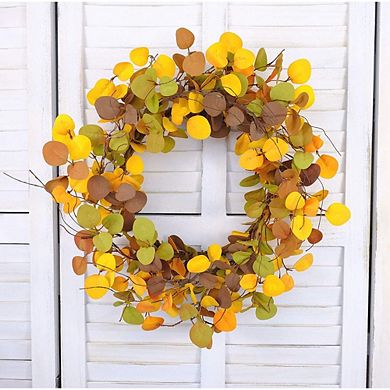 20 Inch Autumn Eucalyptus Wreath for Front Door Rustic Decor