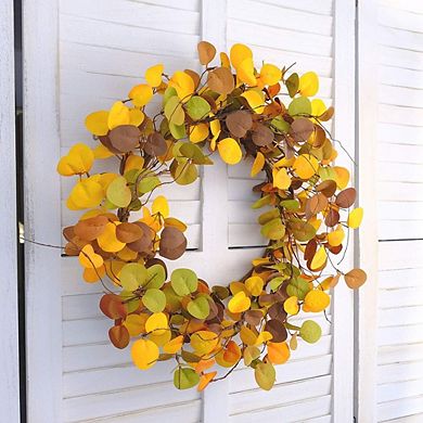 20 Inch Autumn Eucalyptus Wreath for Front Door Rustic Decor