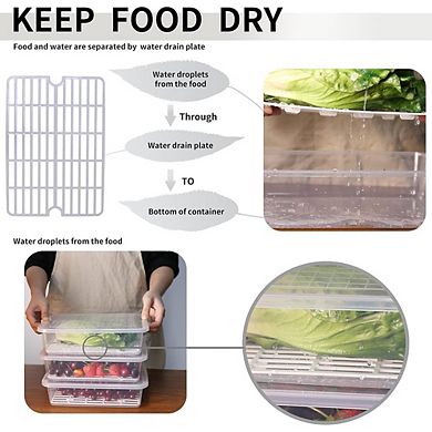 3-Pack 77L Plastic Food Storage Containers with Drain Tray and Lid