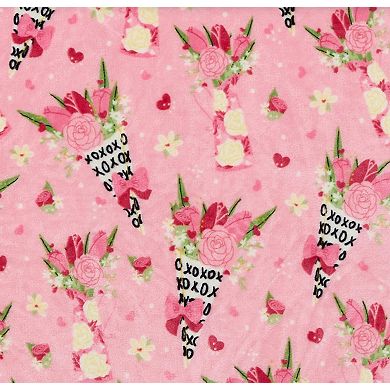 Kate Aurora Valentines Day Flower Bouquet Oversized Pink Accent Throw Blanket