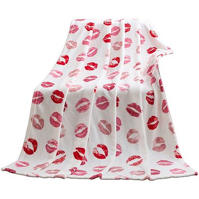 Kate Aurora Valentines Day Pink & Red Lips Oversized Accent Throw Blanket