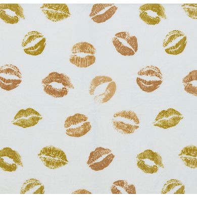 Kate Aurora Valentines Day Gold Lips Oversized Accent Throw Blanket