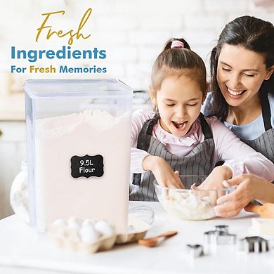 2-Pack 9.5L Airtight Food Storage Containers for Pantry, Flour & Sugar