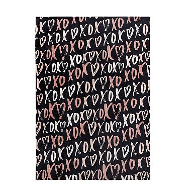 Kate Aurora Valentines Day XOXO Oversized Black & Pink Accent Throw Blanket