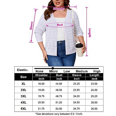 Women's Plus Size Cardigan Sweaters Loose Fit Button Open Front Long Sleeve Outerwear