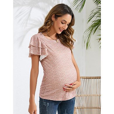 Women's Maternity Tops Flying Short Sleeve Stylish T-Shirt
