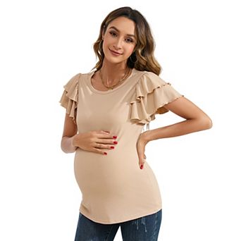 Women's Maternity Tops Flying Short Sleeve Stylish T-Shirt