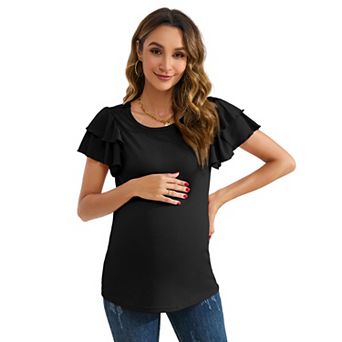 Women's Maternity Tops Flying Short Sleeve Stylish T-Shirt