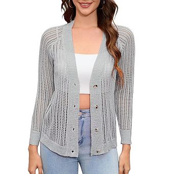 Women's V Neck Button Down Knitwear Long Sleeve Soft Basic Knit Cardigan Sweater
