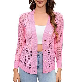 Women's V Neck Button Down Knitwear Long Sleeve Soft Basic Knit Cardigan Sweater