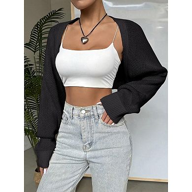 Women's Lightweight Open - Front Knit Cardigan, Casual Cropped Sweater