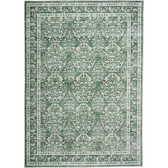 Distressed Washable Area Rug, Soft Low-Pile Vintage Rug for Living Room Bedroom Dining Room