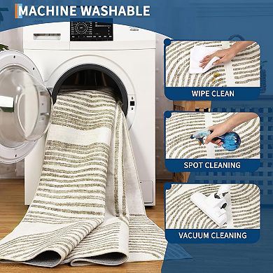 Abstract Kitchen Rug, Modern Non-Slip Hallway Runner, Washable，Stain Resistant，Low Pile