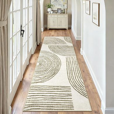 Abstract Kitchen Rug, Modern Non-Slip Hallway Runner, Washable，Stain Resistant，Low Pile