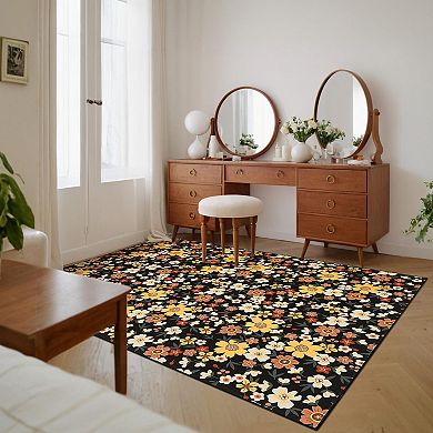ANIXOL Washable Floral Rug