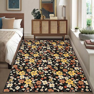 ANIXOL Washable Floral Rug