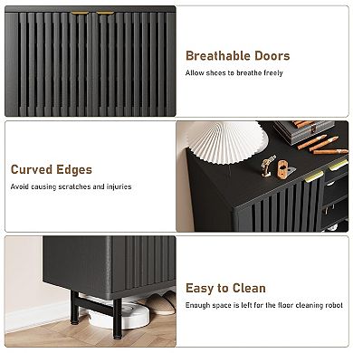 6 Tier Wooden Shoe Cabinet with Louvered Doors