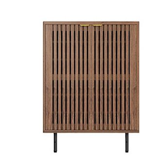 6 tier Wooden Shoe Cabinet with Louvered Doors