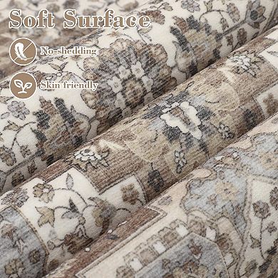 ANIXOL Vintage Medallion Washable Area Rug