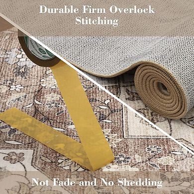 ANIXOL Vintage Medallion Washable Area Rug