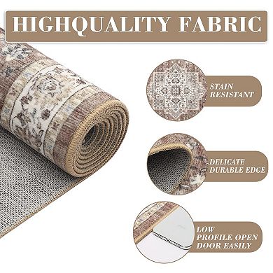 ANIXOL Vintage Medallion Washable Area Rug