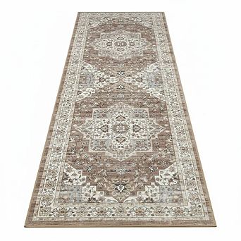 ANIXOL Vintage Medallion Washable Area Rug